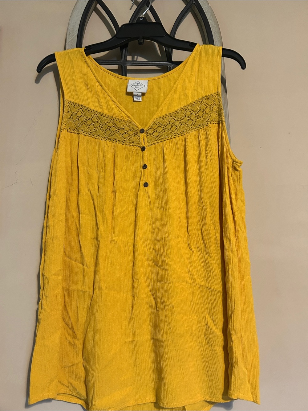 St. John's Bay Yellow Crochet-Yoke Sleeveless Tunic